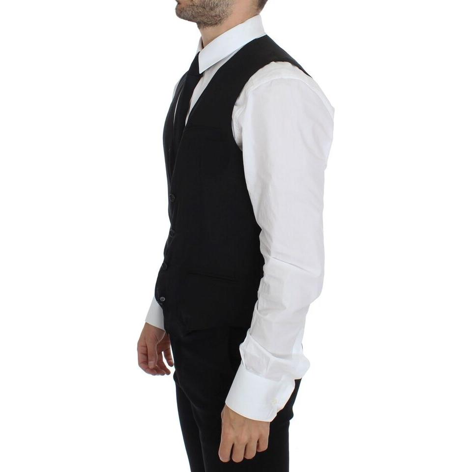 Dolce & Gabbana Black Wool Formal Dress Vest Gilet Jacket Dolce & Gabbana
