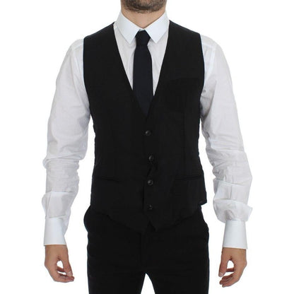 Dolce & Gabbana Black Wool Formal Dress Vest Gilet Jacket Dolce & Gabbana
