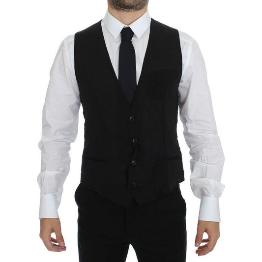 Dolce & Gabbana Black Wool Formal Dress Vest Gilet Jacket Dolce & Gabbana