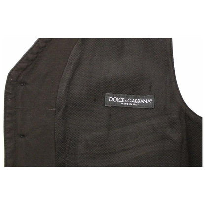 Dolce & Gabbana Black Flax Cotton Dress Vest Blazer