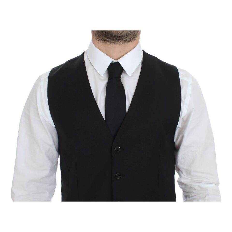Dolce & Gabbana Black Wool Silk Stretch Dress Vest Blazer Dolce & Gabbana