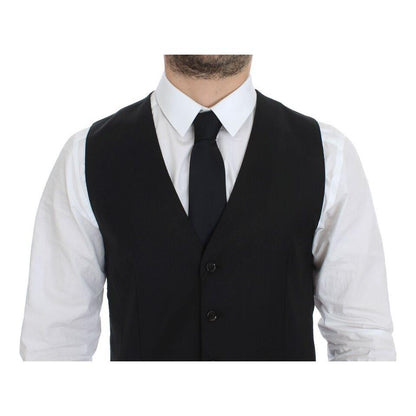 Dolce & Gabbana Black Wool Silk Stretch Dress Vest Blazer Dolce & Gabbana