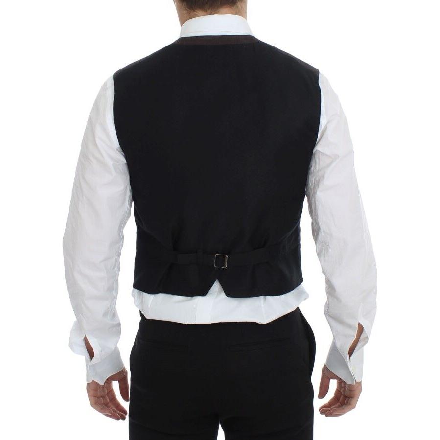 Dolce & Gabbana Brown Cotton Blend Dress Vest Gilet Dolce & Gabbana