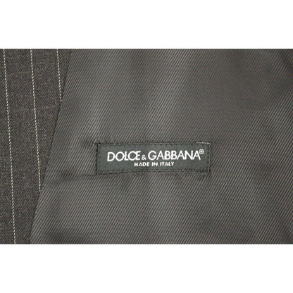 Dolce & Gabbana Gray Striped Wool Logo Vest Gilet Weste Dolce & Gabbana