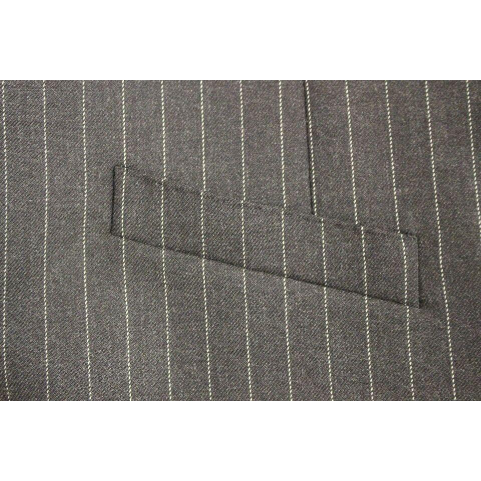 Dolce & Gabbana Gray Striped Wool Logo Vest Gilet Weste Dolce & Gabbana