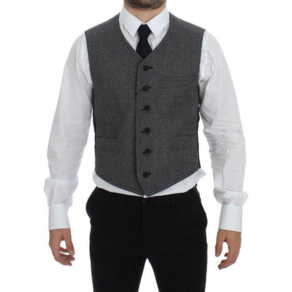 Dolce & Gabbana Gray Cotton Blend Logo Vest Gilet Weste Dolce & Gabbana