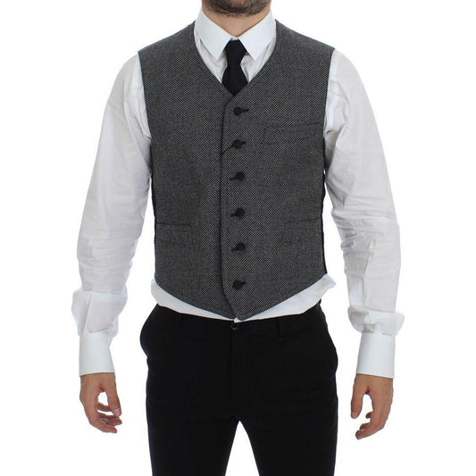 Dolce & Gabbana Gray Cotton Blend Logo Vest Gilet Weste Dolce & Gabbana