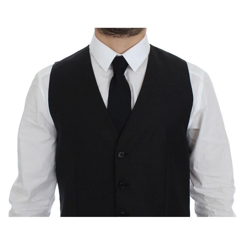 Dolce & Gabbana Gray Wool Silk Dress Vest Gilet Weste Dolce & Gabbana
