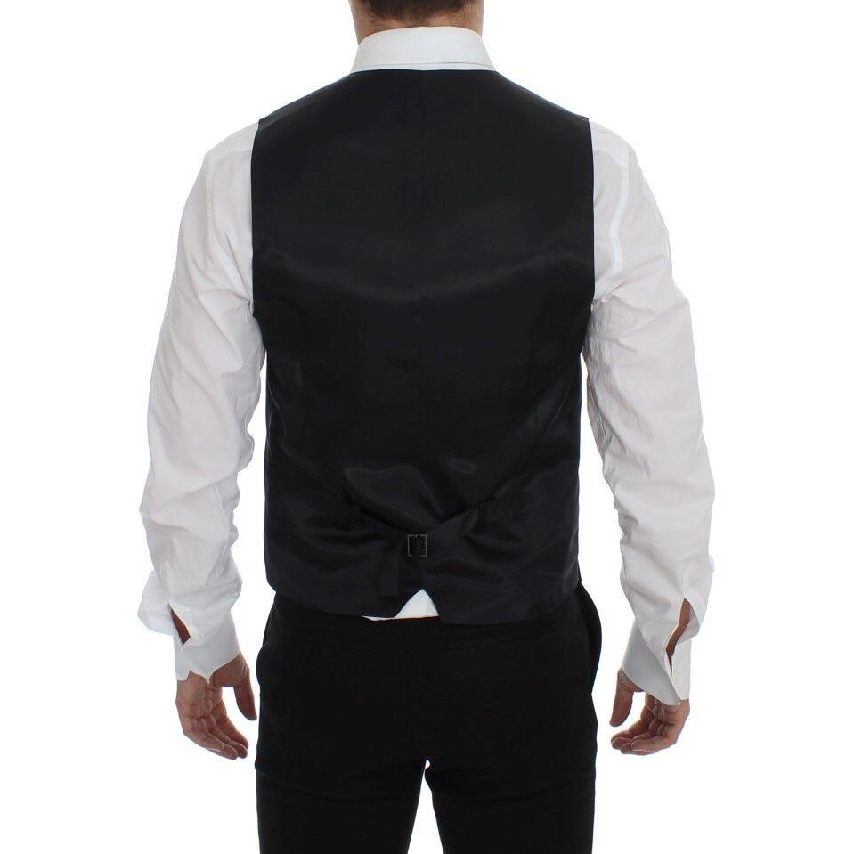 Dolce & Gabbana Gray Wool Silk Dress Vest Gilet Weste Dolce & Gabbana
