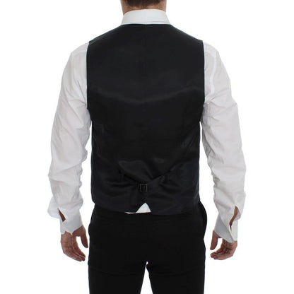Dolce & Gabbana Gray Wool Silk Dress Vest Gilet Weste Dolce & Gabbana