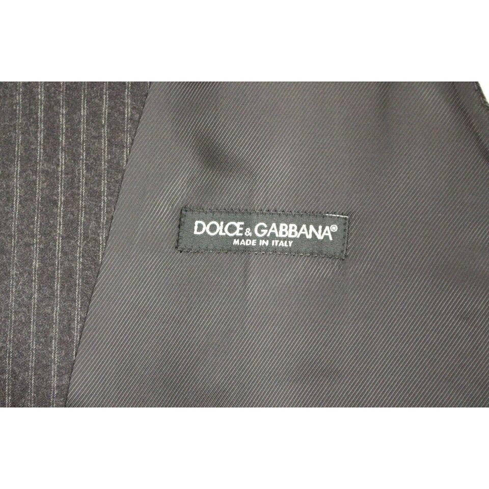 Dolce & Gabbana Gray Striped Wool Single Breasted Vest 1728,67345645728,Clothing,Dolce & Gabbana,Gray,IT48 | M,Material: 100% Wool,Men,Men - Clothing,New with tags,Suits & Blazers - Clothing,Vests - Men - Clothing,Waistcoats - Suits & Blazers - Clothing