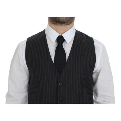 Dolce & Gabbana Gray Striped Wool Single Breasted Vest 1728,67345645728,Clothing,Dolce & Gabbana,Gray,IT48 | M,Material: 100% Wool,Men,Men - Clothing,New with tags,Suits & Blazers - Clothing,Vests - Men - Clothing,Waistcoats - Suits & Blazers - Clothing