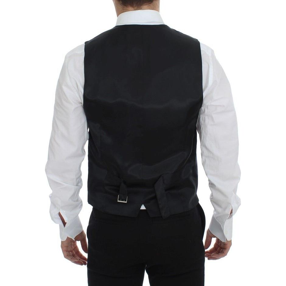 Dolce & Gabbana Gray Striped Wool Single Breasted Vest 1728,67345645728,Clothing,Dolce & Gabbana,Gray,IT48 | M,Material: 100% Wool,Men,Men - Clothing,New with tags,Suits & Blazers - Clothing,Vests - Men - Clothing,Waistcoats - Suits & Blazers - Clothing