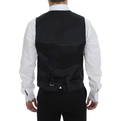 Dolce & Gabbana Gray Striped Wool Single Breasted Vest 1728,67345645728,Clothing,Dolce & Gabbana,Gray,IT48 | M,Material: 100% Wool,Men,Men - Clothing,New with tags,Suits & Blazers - Clothing,Vests - Men - Clothing,Waistcoats - Suits & Blazers - Clothing