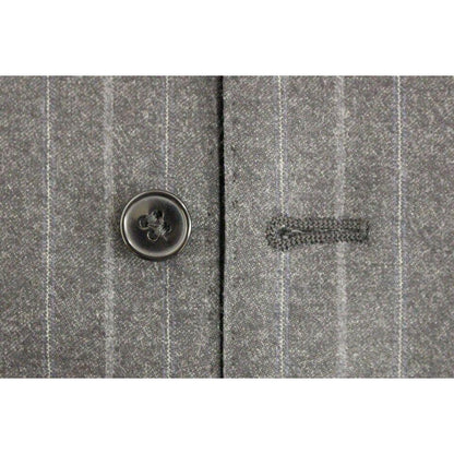 Dolce & Gabbana Gray Striped Wool Logo Vest Gilet Weste