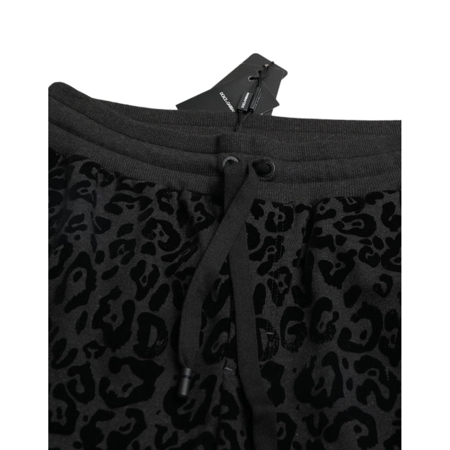 Dolce & Gabbana Black Leopard Cotton Slim Fit Jogger Pants