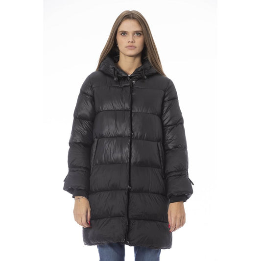 Baldinini Trend Black Nylon Jacket Coat 1728,3XL,67465543840,Baldinini Trend,Black,Clothing,Full-Length Jackets - Jackets & Coats - Clothing,Jackets & Coats - Clothing,Jackets & Coats - Women - Clothing,New with tags,Women