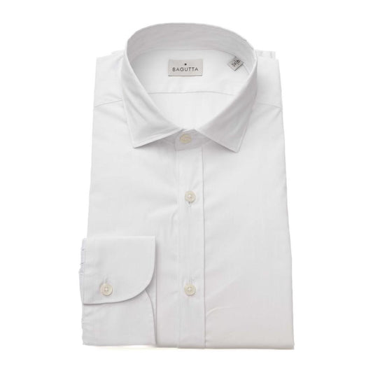 Bagutta White Cotton Men's Shirt Slim Fit With French Collar Bagutta