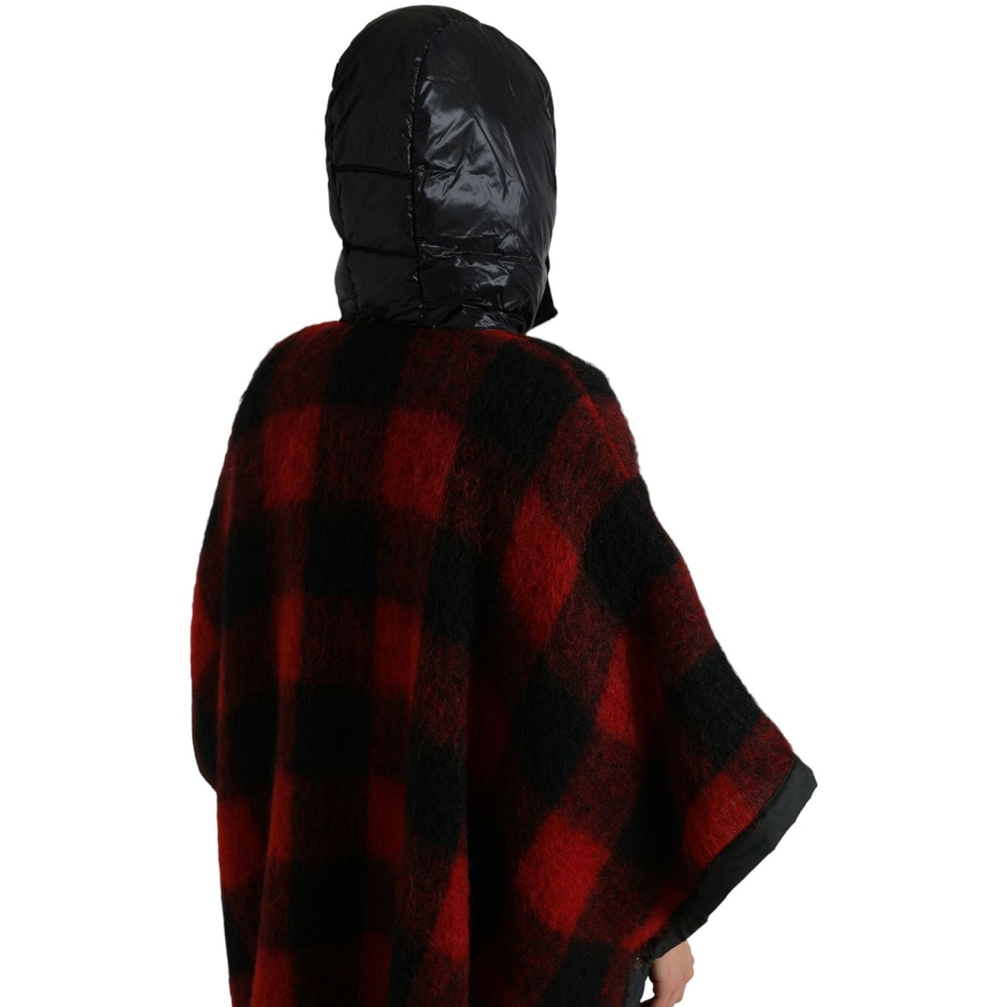 Dolce & Gabbana Black Red Buffalo Check Hooded Poncho Jacket 1728,67345645728,Black and Red,Cloaks - Jackets & Coats - Clothing,Clothing,Dolce & Gabbana,IT40|S,Jackets & Coats - Clothing,Jackets & Coats - Women - Clothing,Material: 30% Polyester Film Fibe