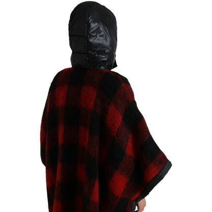 Dolce & Gabbana Black Red Buffalo Check Hooded Poncho Jacket 1728,67345645728,Black and Red,Cloaks - Jackets & Coats - Clothing,Clothing,Dolce & Gabbana,IT40|S,Jackets & Coats - Clothing,Jackets & Coats - Women - Clothing,Material: 30% Polyester Film Fibe