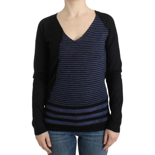 Costume National Black striped V-neck sweater Costume National