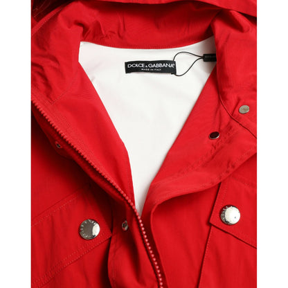 Dolce & Gabbana Red Polyester Hooded Button Rain Coat Jacket 1728,67345645728,Clothing,Dolce & Gabbana,IT40|S,Jackets & Coats - Clothing,Jackets & Coats - Women - Clothing,Material: 100% Polyester,New with tags,Rain Coats - Jackets & Coats - Clothing,Red,