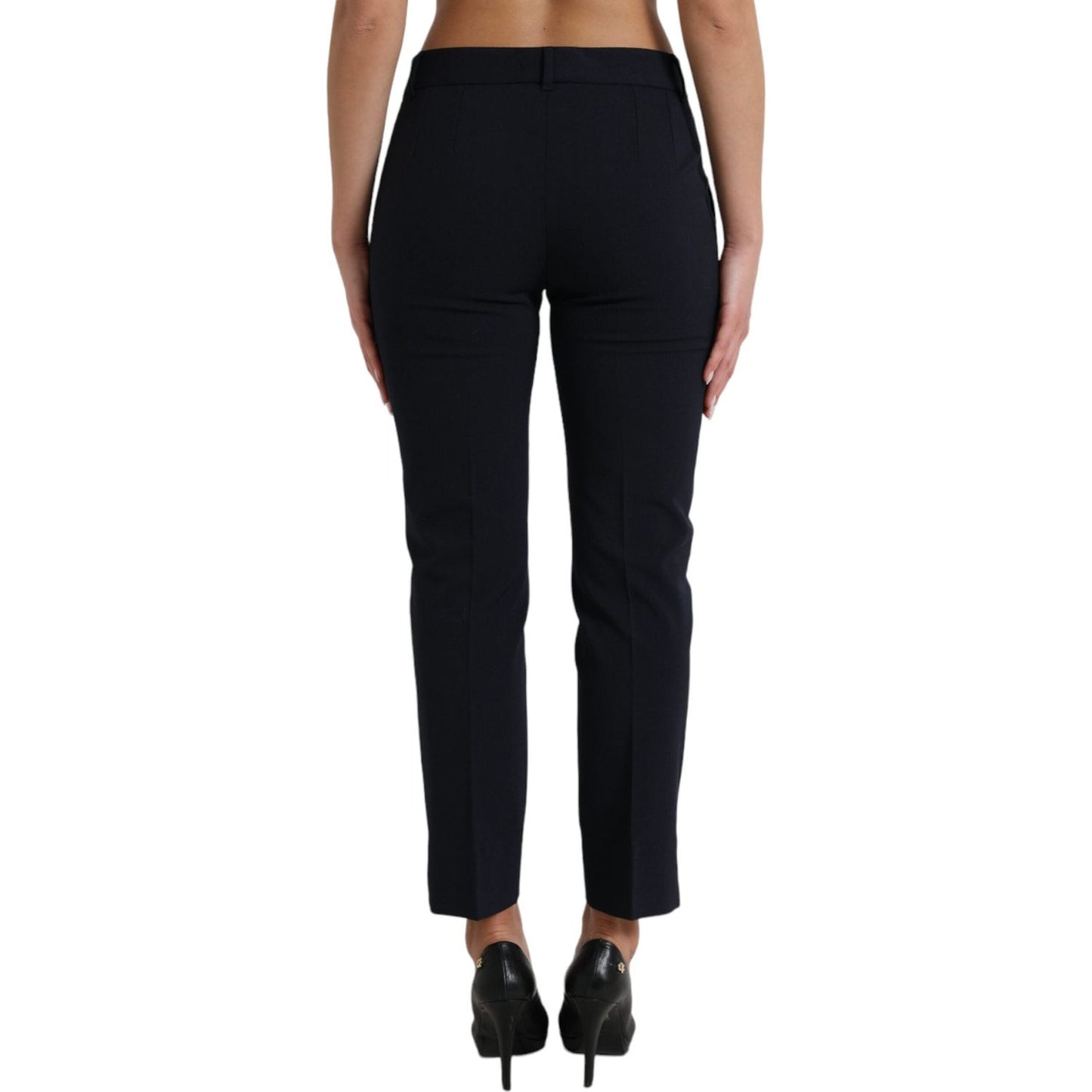 Dolce & Gabbana Blue Mid Waist Tapered Cropped Pants PAN74977-42