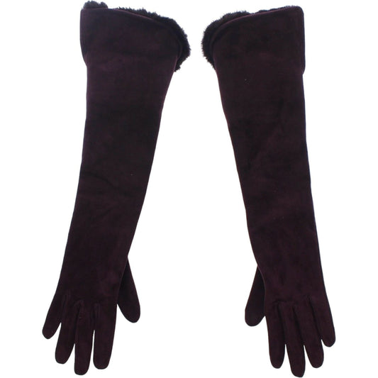 Dolce & Gabbana Purple Mink Fur Goatskin Suede Leather Gloves Dolce & Gabbana