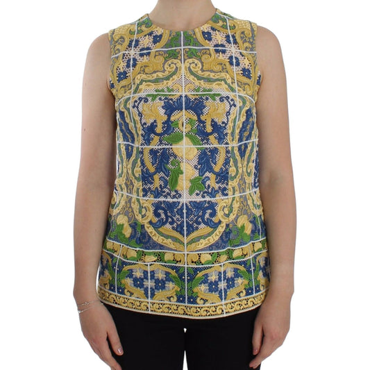 Dolce & Gabbana Multicolor Majolica Embroidered Sweater