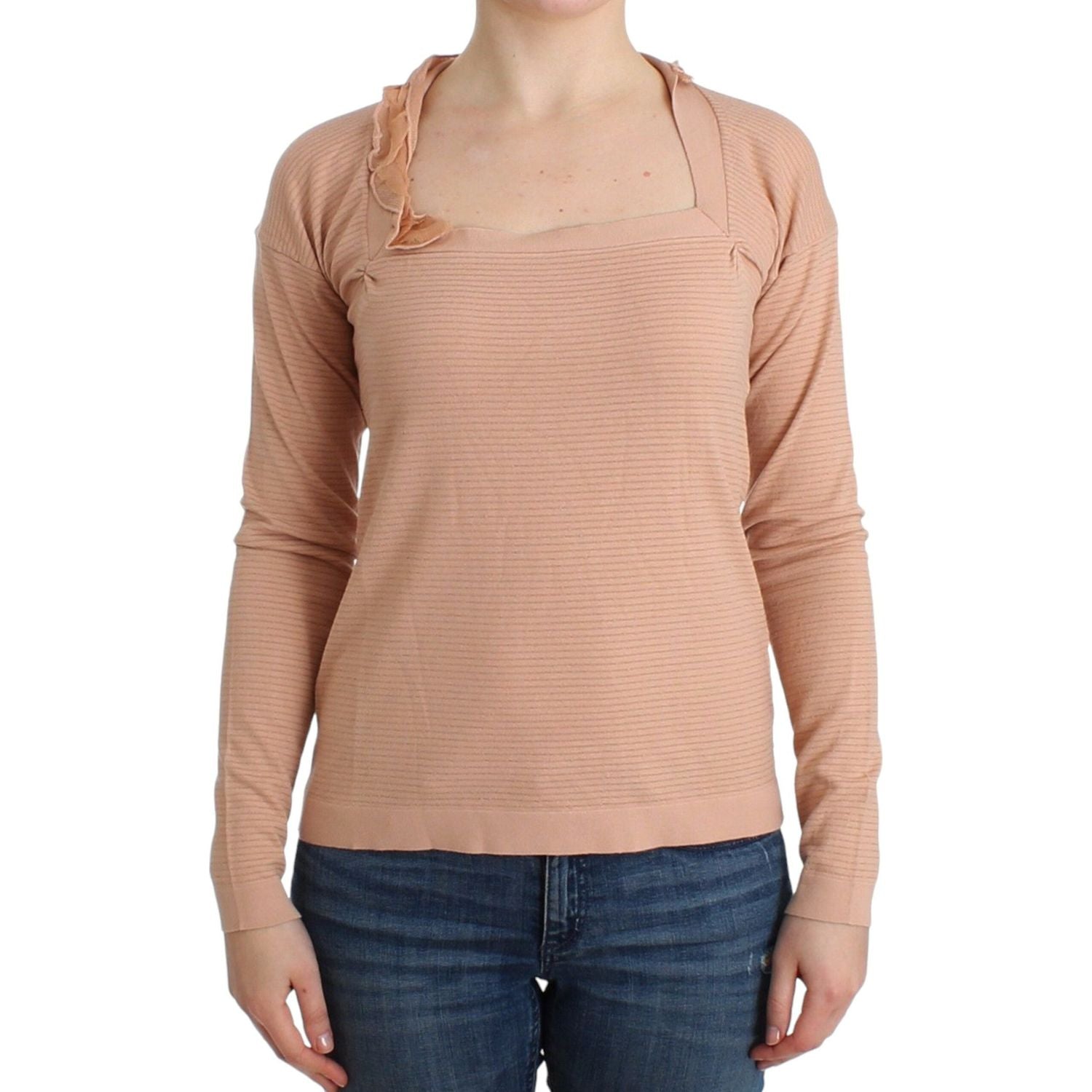 Ermanno Scervino Orange Wool Blend Striped Long Sleeve Top