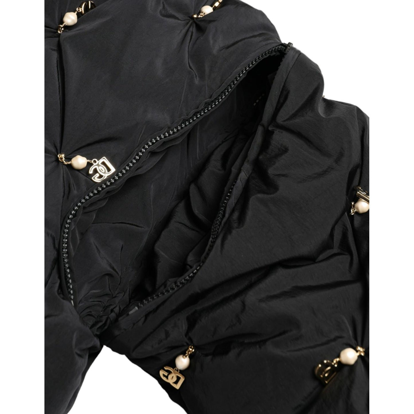 Dolce & Gabbana Black Embellished Quilted Shell Bomber Jacket 1728,67345645728,Black,Bombers - Jackets & Coats - Clothing,Clothing,Dolce & Gabbana,IT42|M,Jackets & Coats - Clothing,Jackets & Coats - Women - Clothing,Material: 100% Nylon,New with tags,Wome