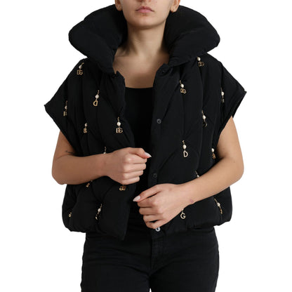 Dolce & Gabbana Black Embellished Quilted Shell Bomber Jacket 1728,67345645728,Black,Bombers - Jackets & Coats - Clothing,Clothing,Dolce & Gabbana,IT42|M,Jackets & Coats - Clothing,Jackets & Coats - Women - Clothing,Material: 100% Nylon,New with tags,Wome