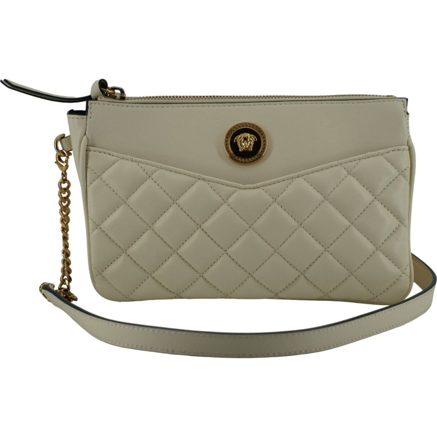 Versace White Lamb Leather Pouch Crossbody Bag Versace