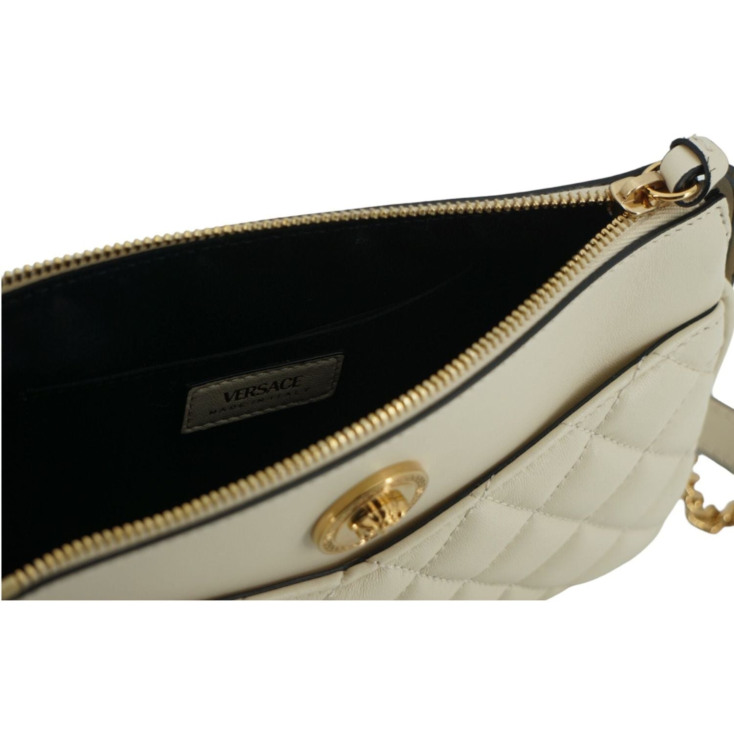 Versace White Lamb Leather Pouch Crossbody Bag