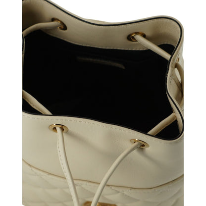Versace White Lamb Leather Small Bucket Shoulder Bag Versace