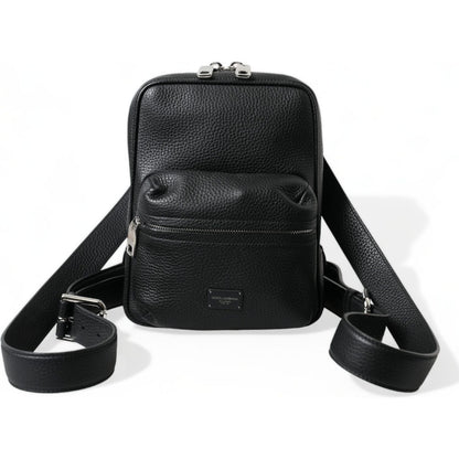 Dolce & Gabbana Black Calfskin Leather Logo Palermo Backpack Bag Dolce & Gabbana
