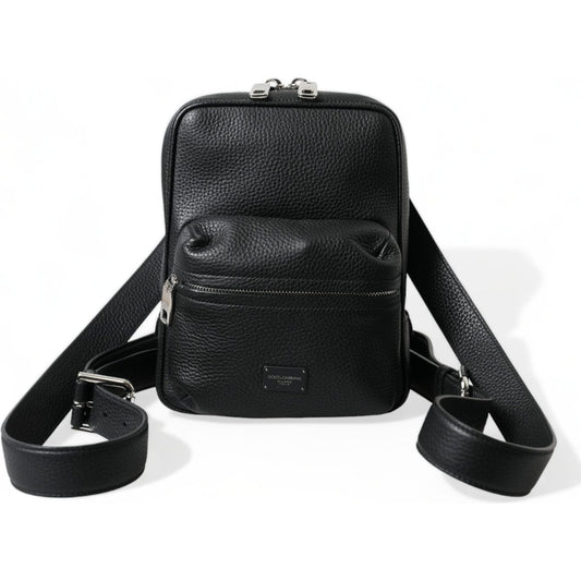 Dolce & Gabbana Black Calfskin Leather Logo Palermo Backpack Bag Dolce & Gabbana
