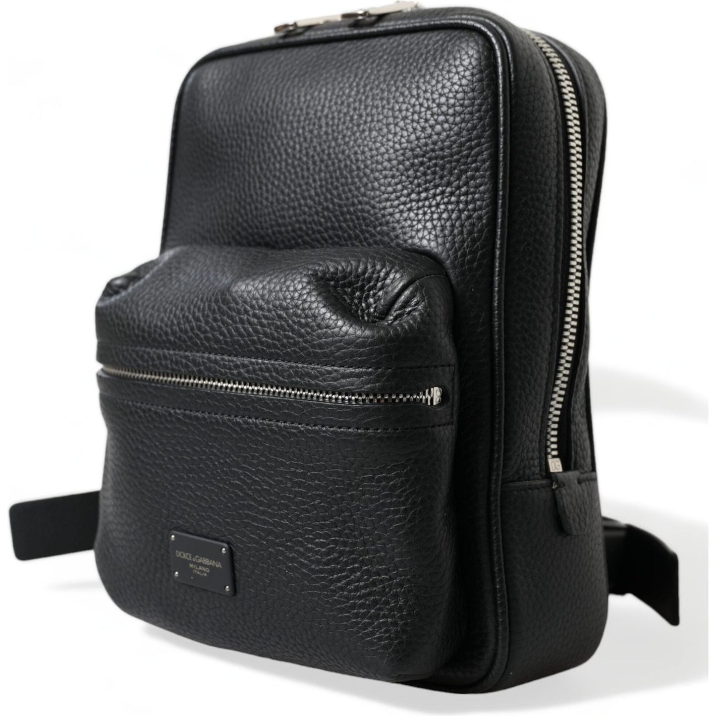 Dolce & Gabbana Black Calfskin Leather Logo Palermo Backpack Bag Dolce & Gabbana