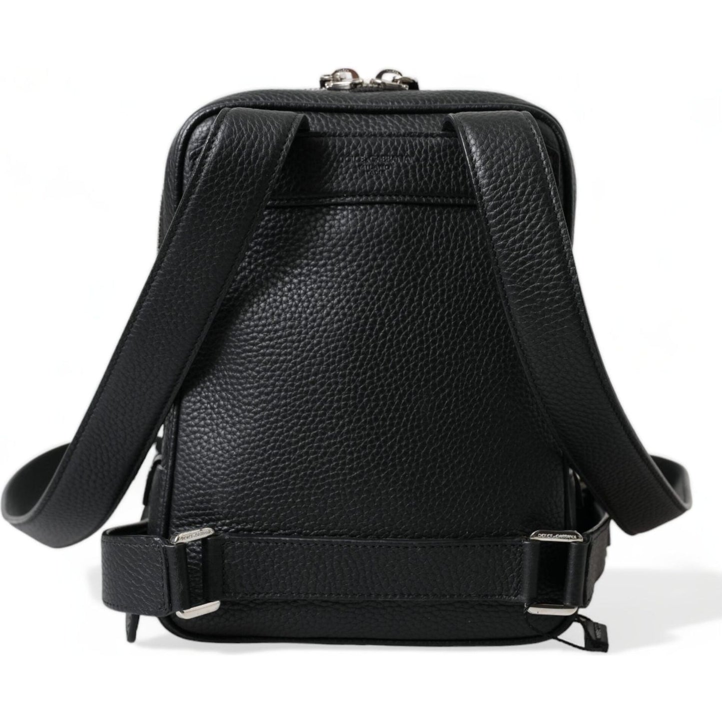 Dolce & Gabbana Black Calfskin Leather Logo Palermo Backpack Bag Dolce & Gabbana