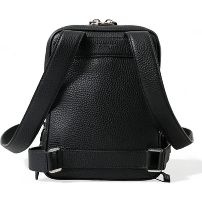 Dolce & Gabbana Black Calfskin Leather Logo Palermo Backpack Bag Dolce & Gabbana