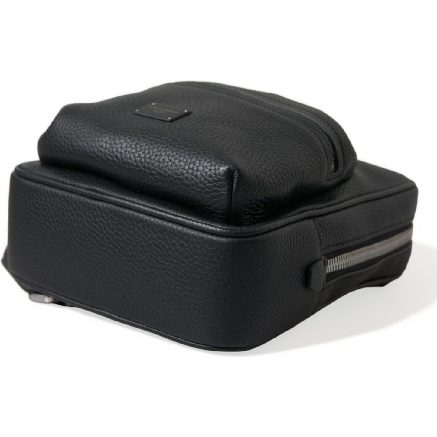 Dolce & Gabbana Black Calfskin Leather Logo Palermo Backpack Bag Dolce & Gabbana