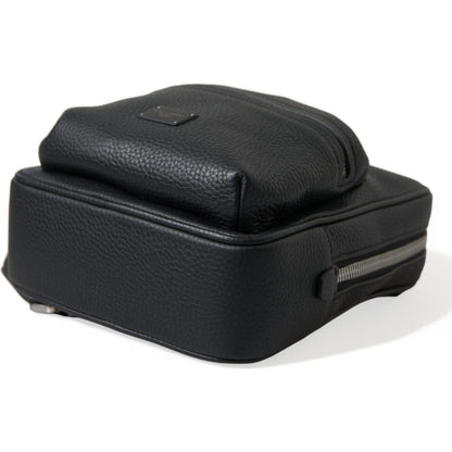 Dolce & Gabbana Black Calfskin Leather Logo Palermo Backpack Bag Dolce & Gabbana