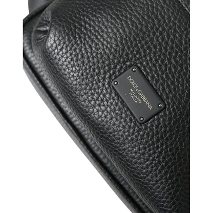 Dolce & Gabbana Black Calfskin Leather Logo Palermo Backpack Bag Dolce & Gabbana