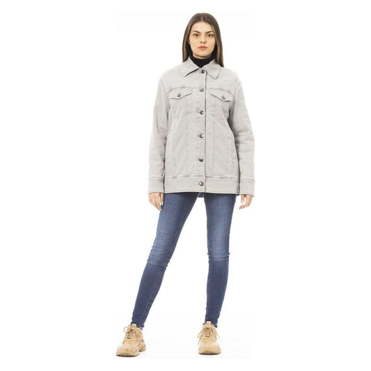 Jacob Cohen Gray Cotton Women Jacket 1728,67345744032,Clothing,Denim Jackets - Jackets & Coats - Clothing,Gray,IT48|XXL,Jackets & Coats - Clothing,Jackets & Coats - Women - Clothing,Jacob Cohen,New with tags,Women,Women - Clothing