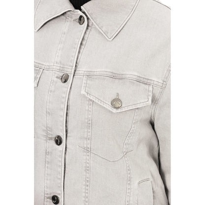 Jacob Cohen Gray Cotton Women Jacket 1728,67345744032,Clothing,Denim Jackets - Jackets & Coats - Clothing,Gray,IT48|XXL,Jackets & Coats - Clothing,Jackets & Coats - Women - Clothing,Jacob Cohen,New with tags,Women,Women - Clothing