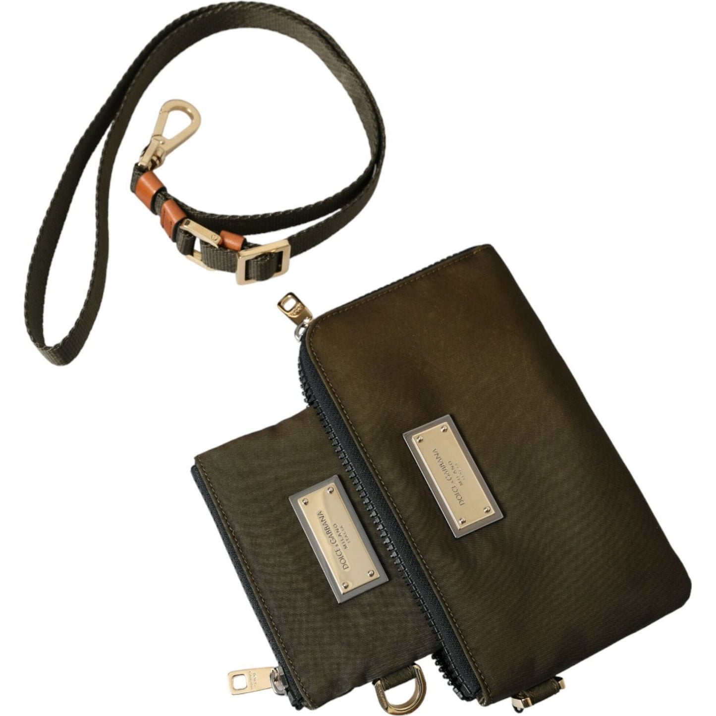 Dolce & Gabbana Dark Green Nylon Logo Multifunctional Kit 2 Pcs Set Bags Dolce & Gabbana