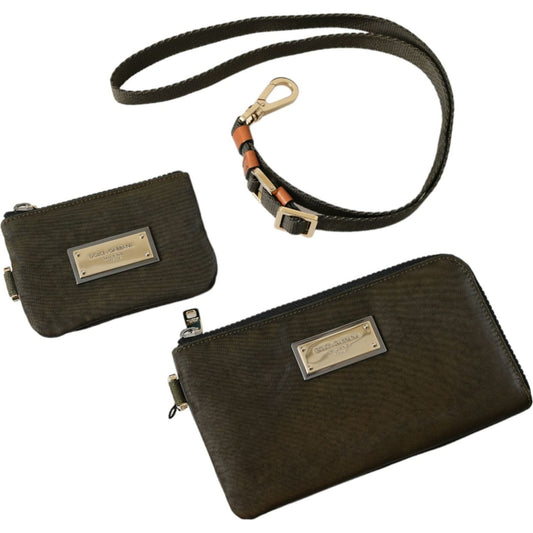 Dolce & Gabbana Dark Green Nylon Logo Multifunctional Kit 2 Pcs Set Bags Dolce & Gabbana