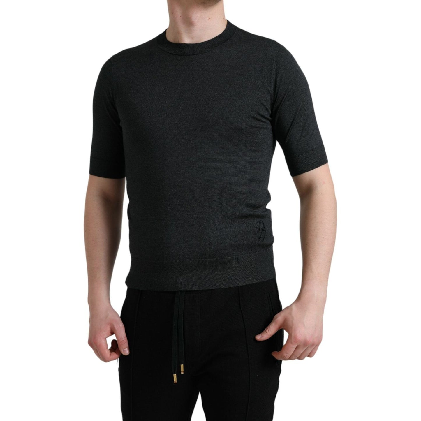 Dolce & Gabbana Dark Gray Crew Neck Short Sleeves T-shirt