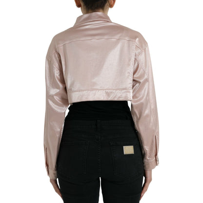 Dolce & Gabbana Pink Cotton Stretch Collared Cropped Jacket 1728,67345645728,Clothing,Coats - Jackets & Coats - Clothing,Dolce & Gabbana,IT40|S,Jackets & Coats - Clothing,Jackets & Coats - Women - Clothing,Material: 98% Cotton 2% Elastane,New with tags,Pi