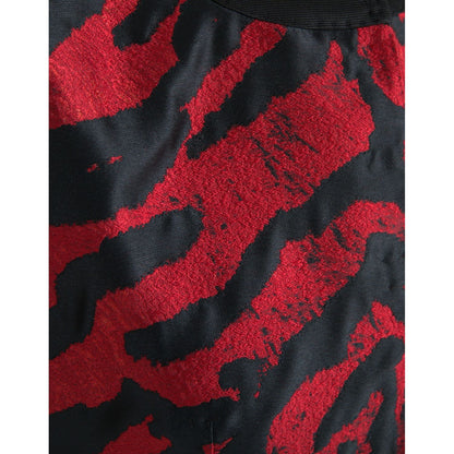 Dolce & Gabbana Black Red Patterned Cropped Coat Jacket 1728,67345645728,Black and Red,Clothing,Coats - Jackets & Coats - Clothing,Dolce & Gabbana,IT42|M,IT46|XL,Jackets & Coats - Clothing,Jackets & Coats - Women - Clothing,Material: 85% Polyester 7% Acet